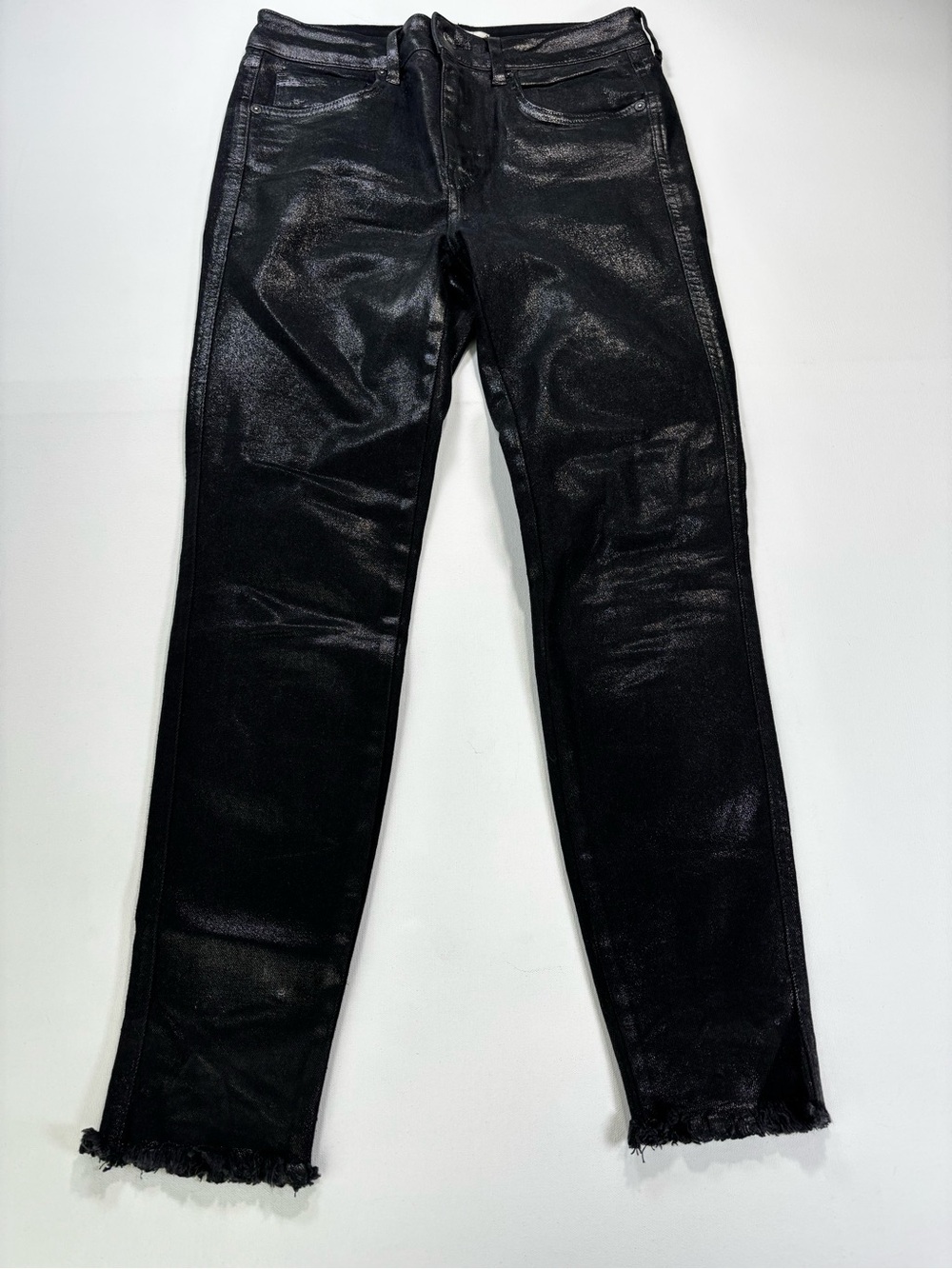 We The Free Black Shiny Coated Skinny Jeans